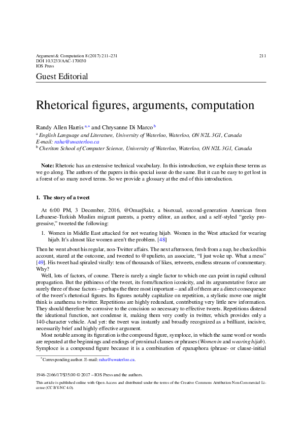 (PDF) Rhetorical figures, arguments, computation | Randy Allen Harris ...