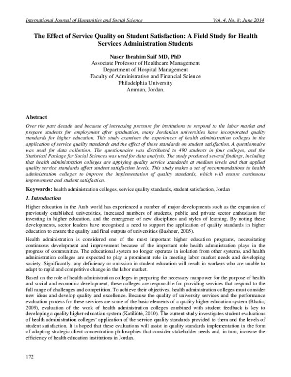 (PDF) The Effect of Service Quality on Student Satisfaction: A Field ...