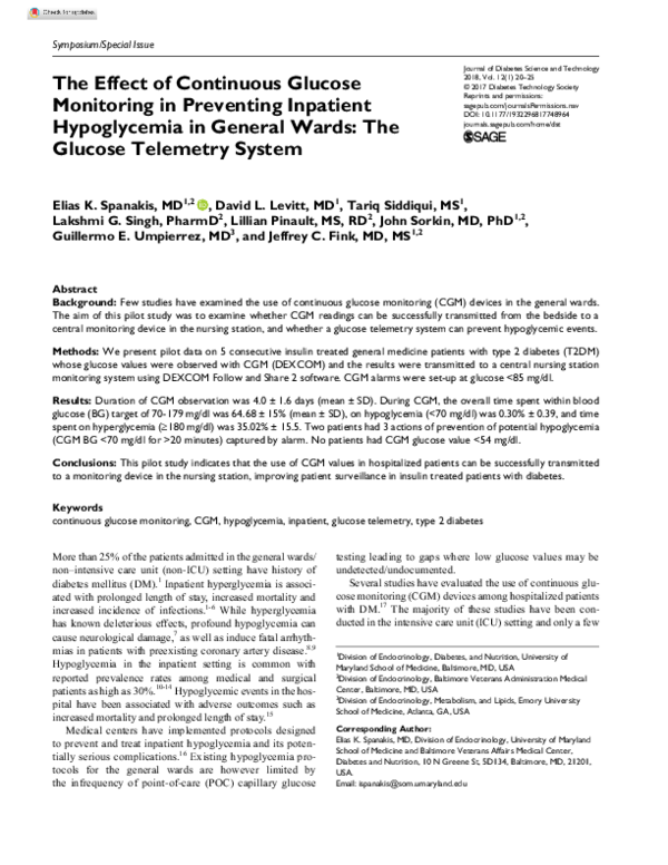 (PDF) The Effect of Continuous Glucose Monitoring in Preventing ...