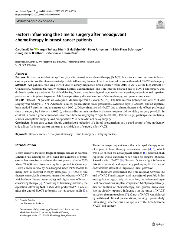 (PDF) Factors influencing the time to surgery after neoadjuvant ...