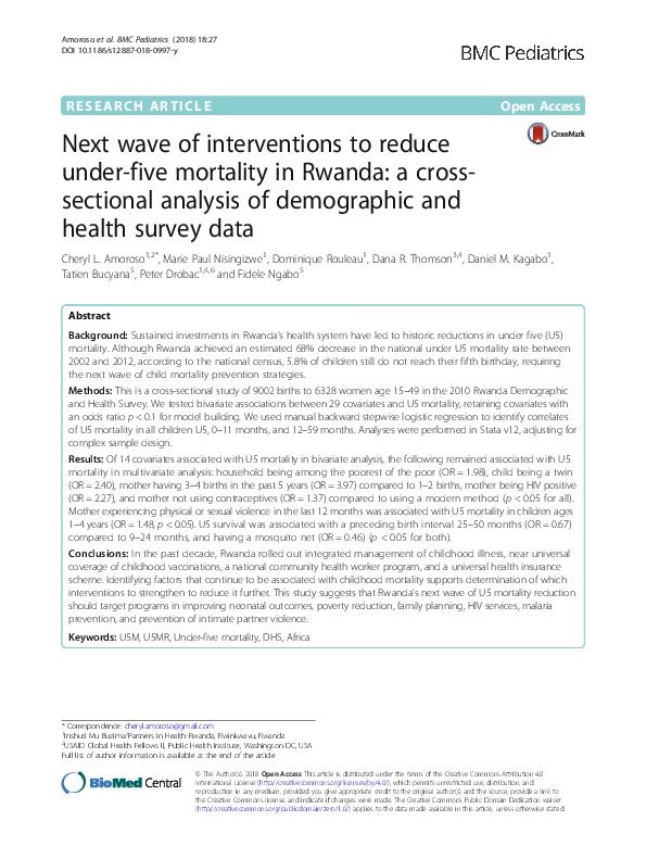 (PDF) Next wave of interventions to reduce under-five mortality in ...