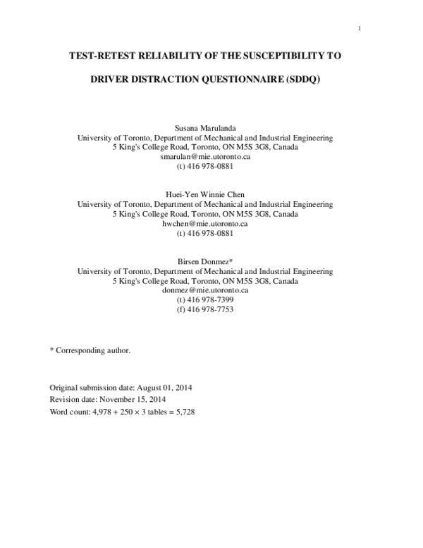 (PDF) Test–Retest Reliability of the Susceptibility to Driver ...