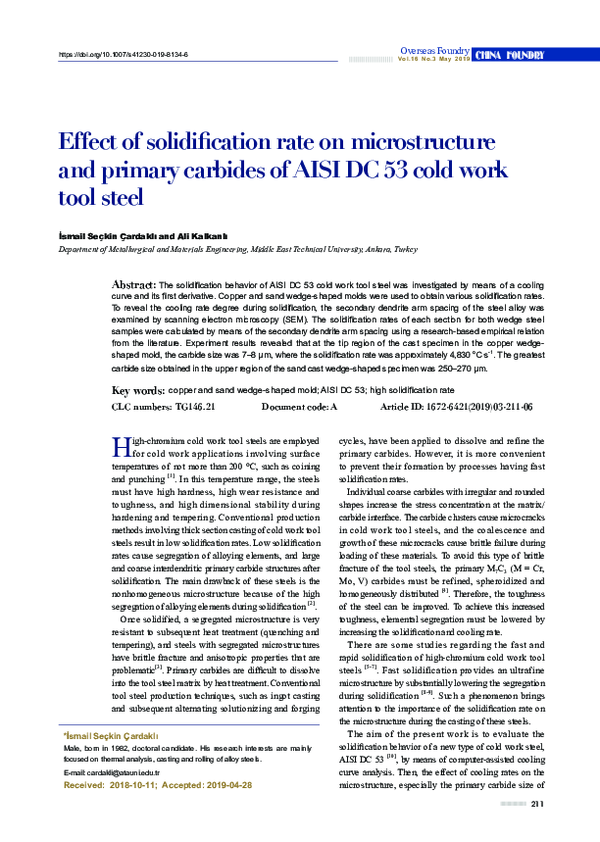 (PDF) Effect of solidifcation rate on microstructure and primary ...