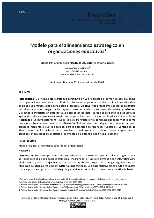 (PDF) Model for strategic alignment in educational organizations