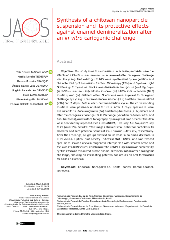 (PDF) Synthesis of a chitosan nanoparticle suspension and its ...