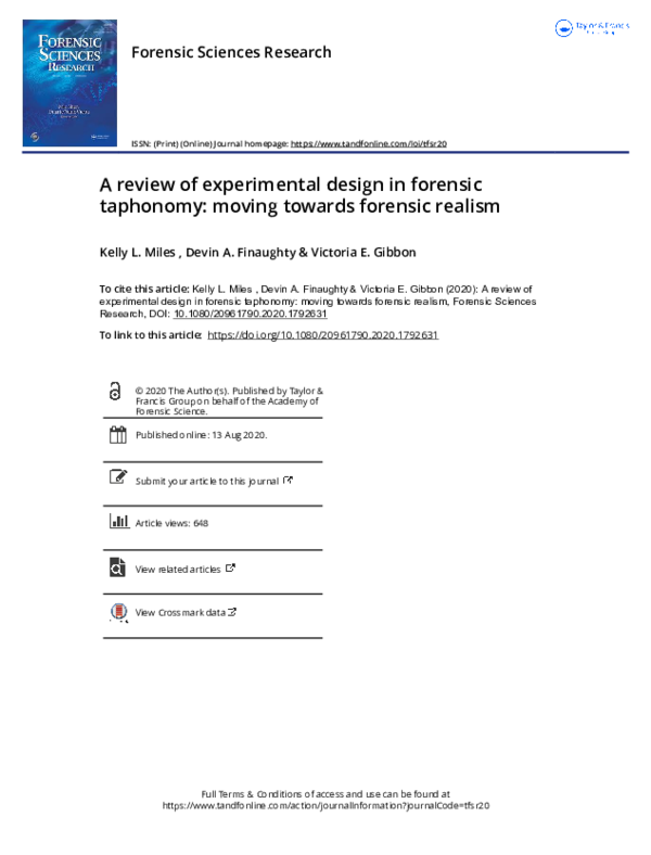 (PDF) A review of experimental design in forensic taphonomy: moving ...