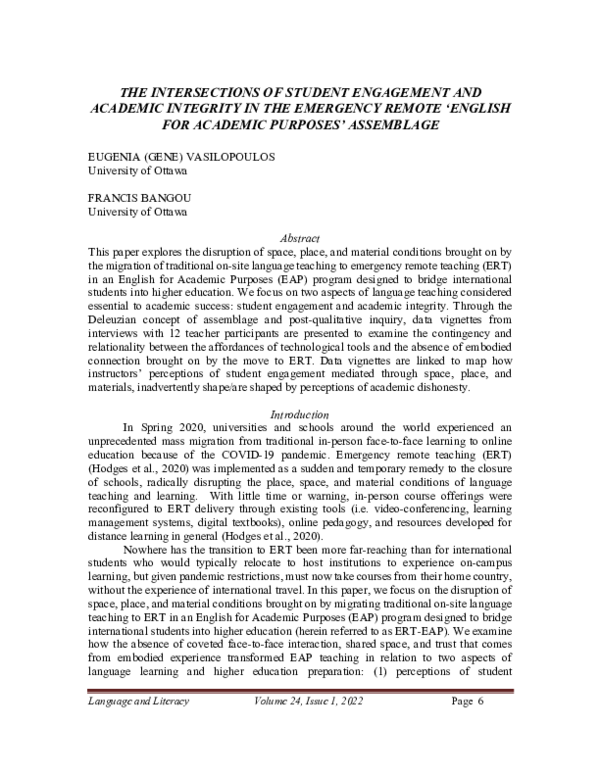 (PDF) Intersections of Student Engagement and Academic Integrity in the ...
