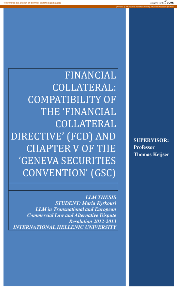 (PDF) Financial Collateral