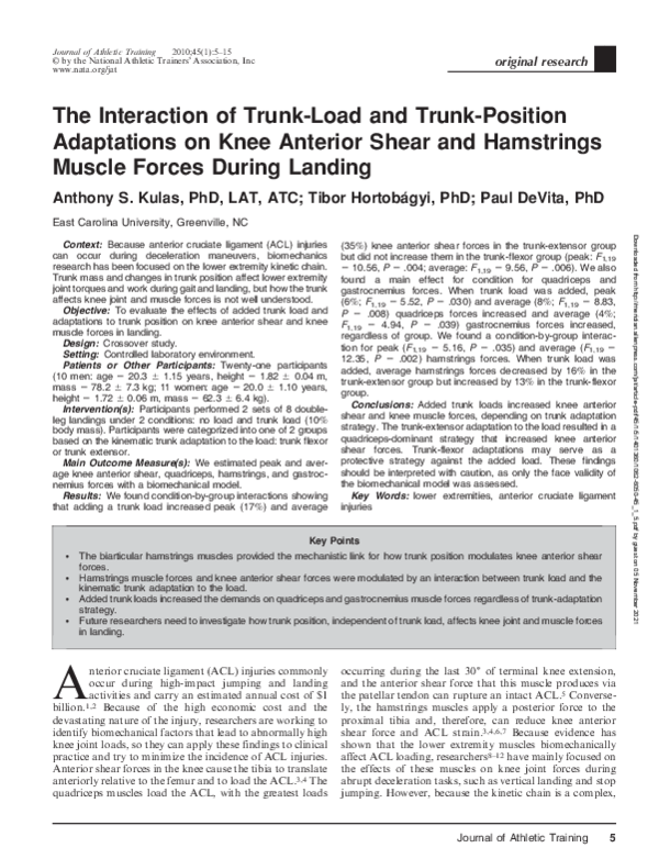 (PDF) The Interaction of Trunk-Load and Trunk-Position Adaptations on ...