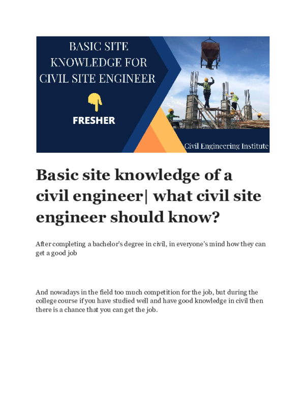 (PDF) Basic site knowledge of a civil engineer what civil site engineer ...