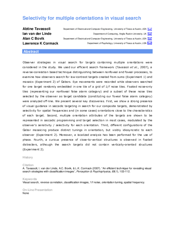 (PDF) Selectivity for multiple orientations in visual search