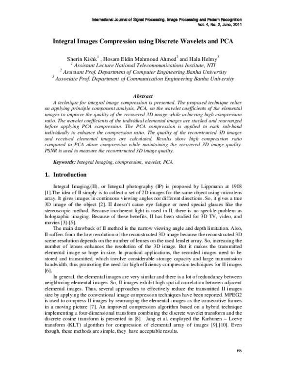 (PDF) Integral Images Compression using Discrete Wavelets and PCA