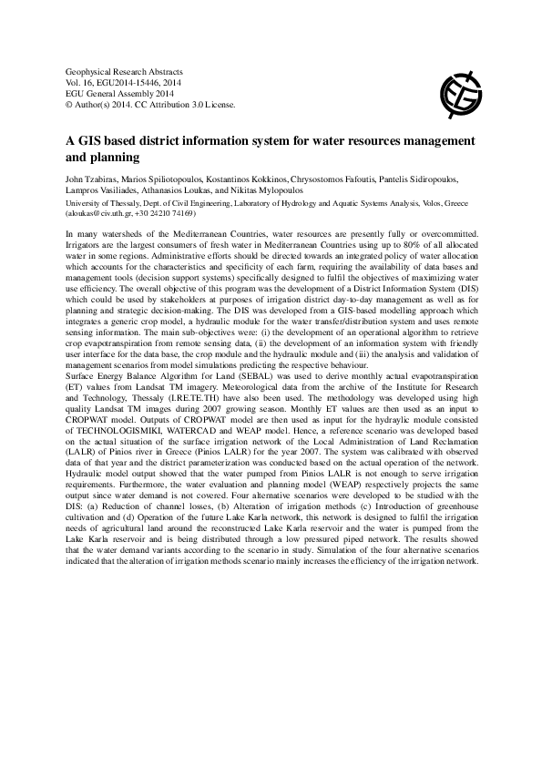 (PDF) A GIS based district information system for water resources ...