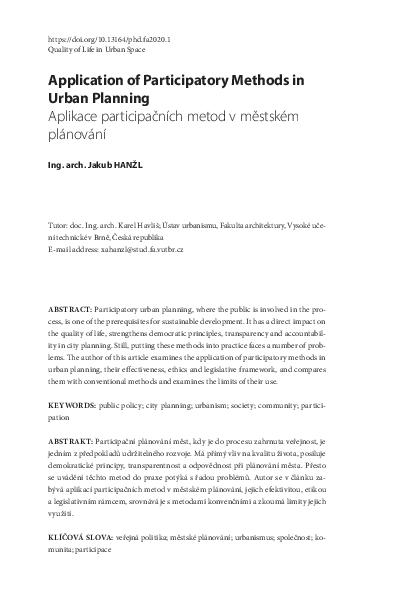 (PDF) Application of Participatory Methods in Urban Planning | Jakub ...