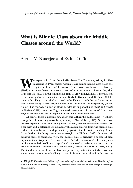 (PDF) What is Middle Class about the Middle Classes around the World?