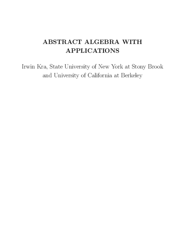 PDF) Abstract algebra with applications
