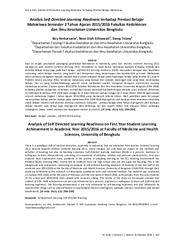 (PDF) Analisis Self Directed Learning Readiness terhadap Prestasi ...