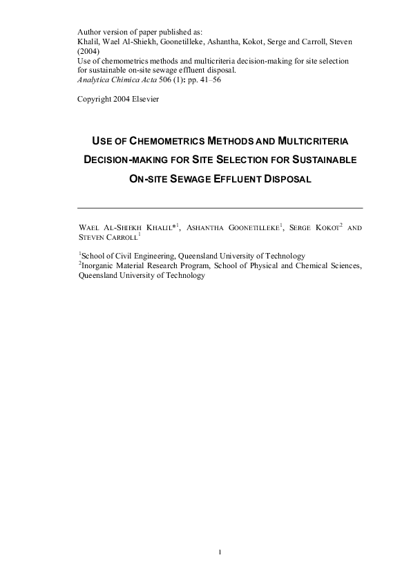 (PDF) Use of chemometrics methods and multicriteria decision-making for ...