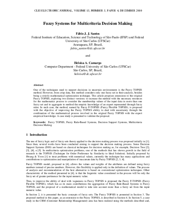 (PDF) Fuzzy Systems for Multicriteria Decision Making