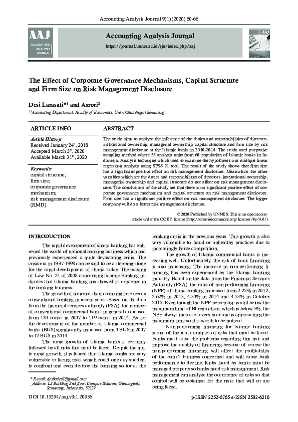 (PDF) The Effect of Corporate Governance Mechanisms, Capital Structure ...