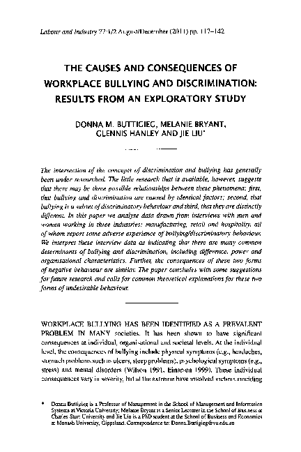 (PDF) The Causes and Consequences of Workplace Bullying and ...