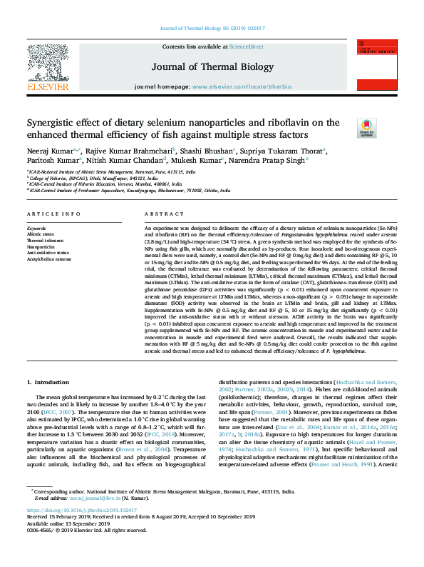 (PDF) Synergistic effect of dietary selenium nanoparticles and ...