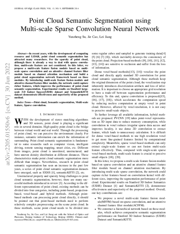 (PDF) Point Cloud Semantic Segmentation using Multi Scale Sparse ...