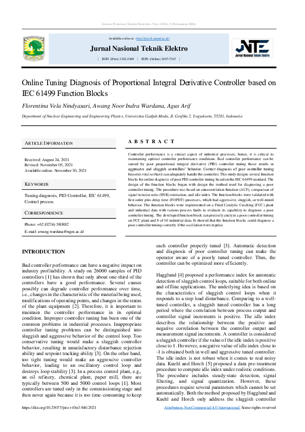 (PDF) Online Tuning Diagnosis of Proportional Integral Derivative ...