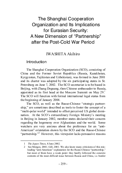 (PDF) The Shanghai Cooperation Organization and Its Implications for ...