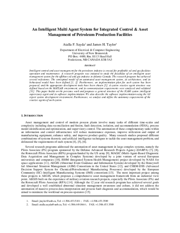 (PDF) An intelligent multi agent system for integrated control and ...