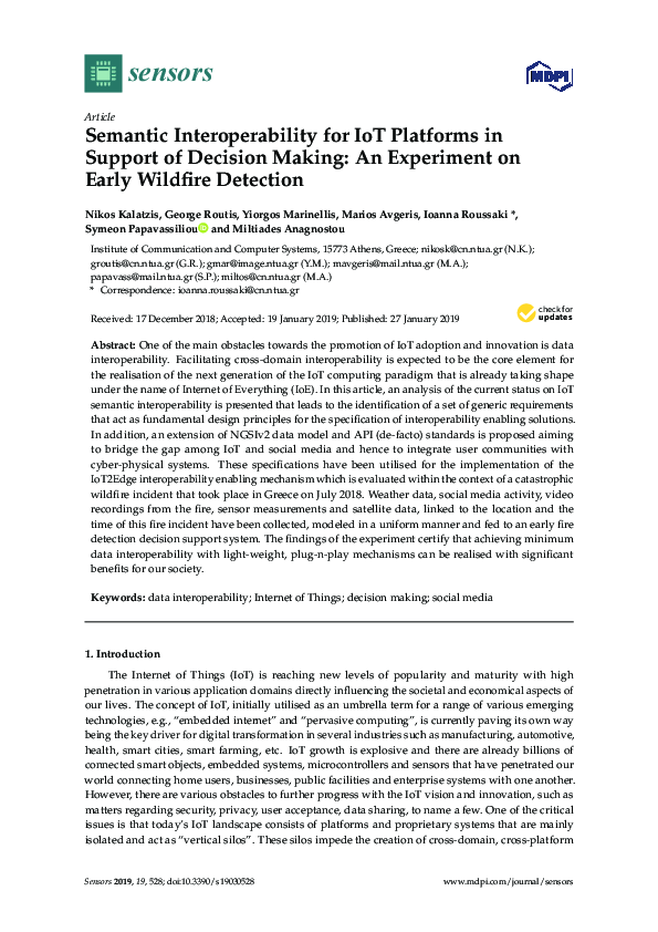 (PDF) Semantic Interoperability for IoT Platforms in Support of ...