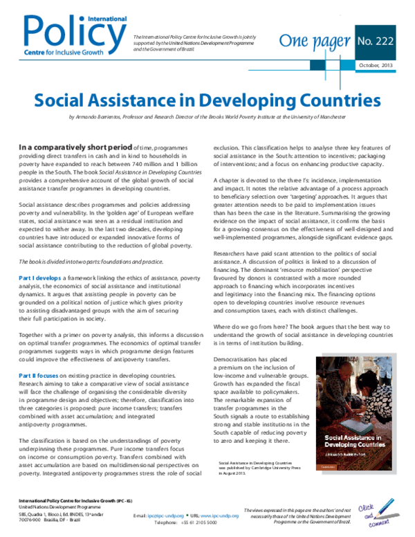 (PDF) Social Assistance in Developing Countries