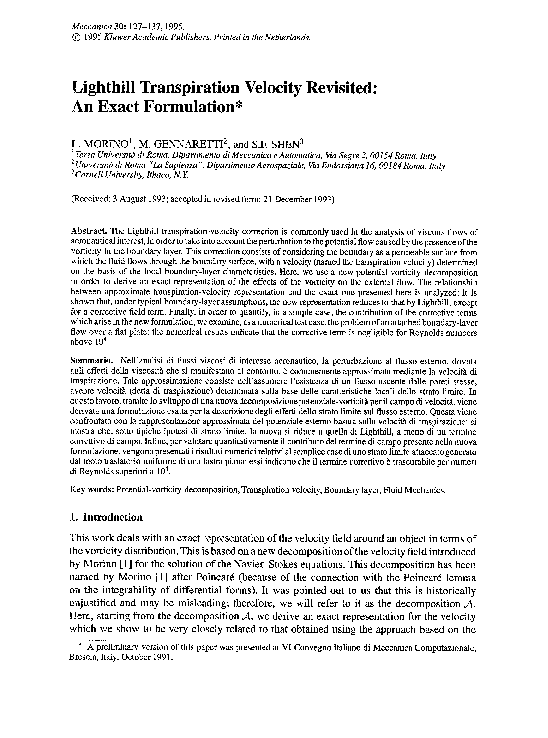 (PDF) Lighthill transpiration velocity revisited An exact formulation