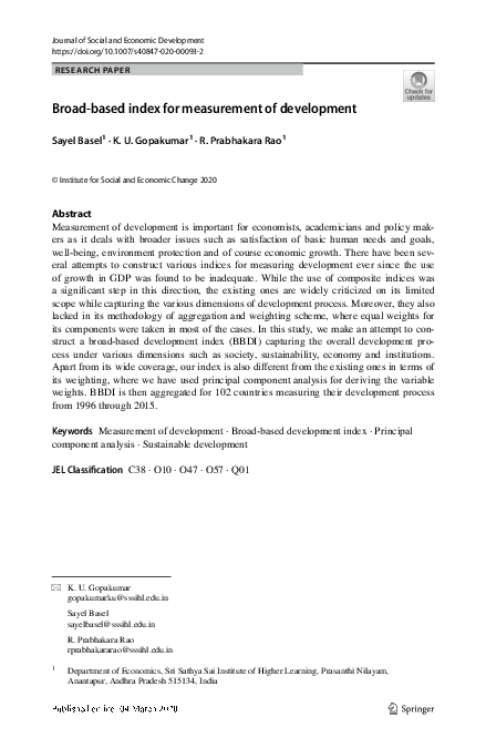 (PDF) Broad-based index for measurement of development
