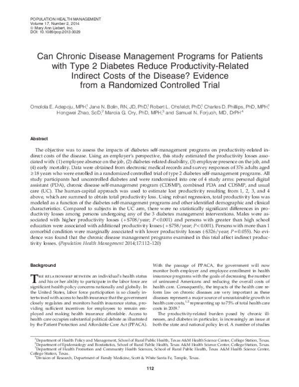 (PDF) Can Chronic Disease Management Programs for Patients with Type 2 ...