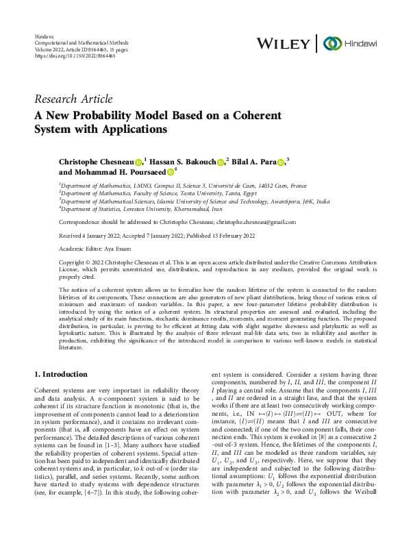 Photo inspiration: Coherence System Applications For Apartment Makeover Reference: Pdf A New Probability Model Based On A Coherent System