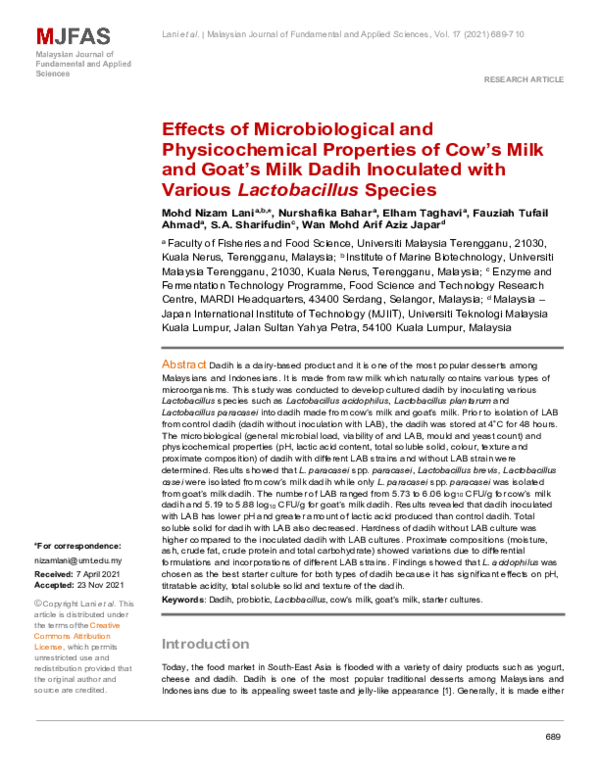 (PDF) Effects of Microbiological and Physicochemical Properties of Cow ...