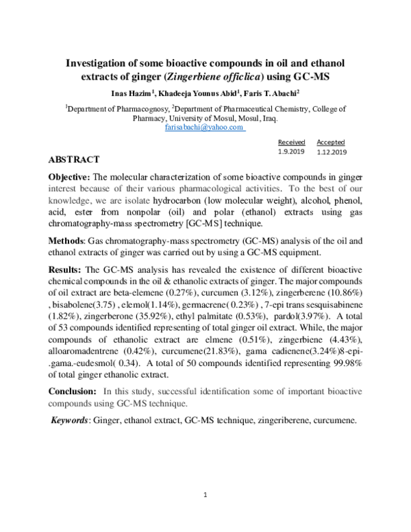 (PDF) Investigation of some bioactive compounds in oil and ethanol ...