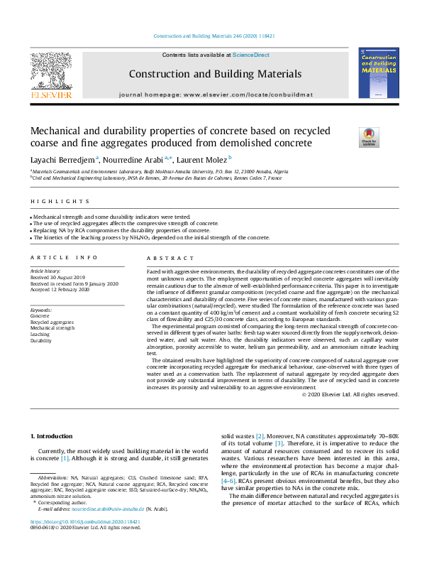 (PDF) Mechanical and durability properties of concrete using ...