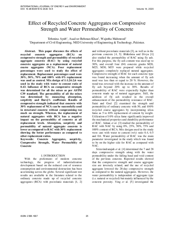 (PDF) Effect of Recycled Concrete Aggregates on Compressive Strength ...