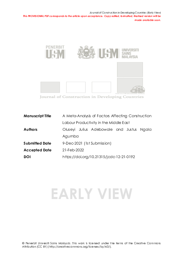 (PDF) A Meta-Analysis of Factors Affecting Construction Labour ...