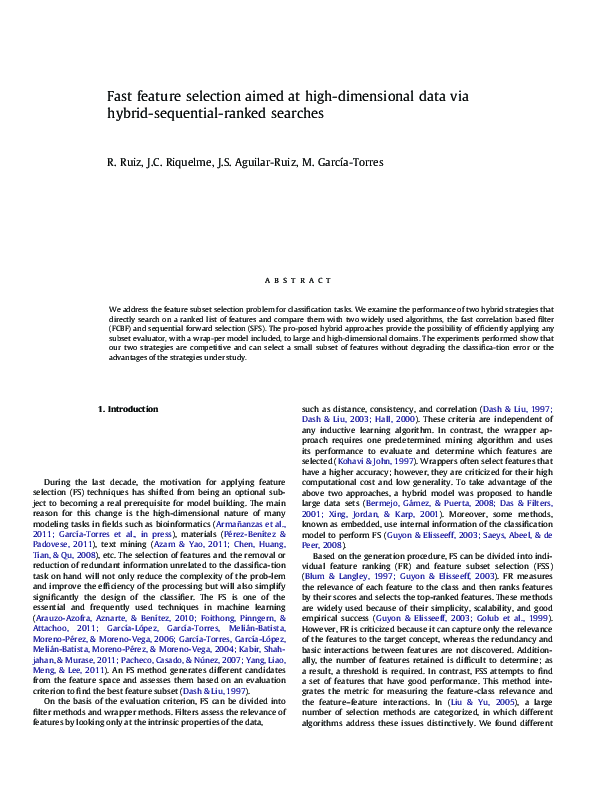 (PDF) Fast feature selection aimed at high-dimensional data via hybrid ...