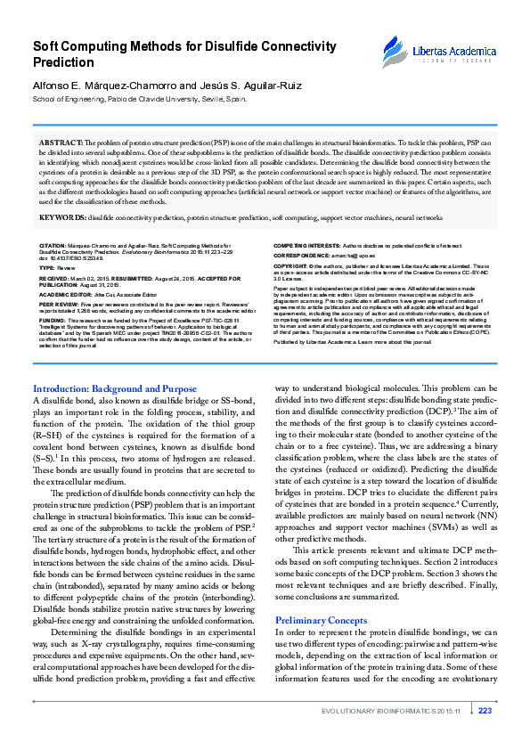 (PDF) Soft Computing Methods for Disulfide Connectivity Prediction
