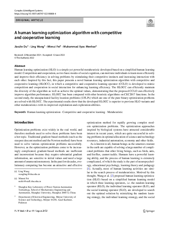 (PDF) A human learning optimization algorithm with competitive and ...