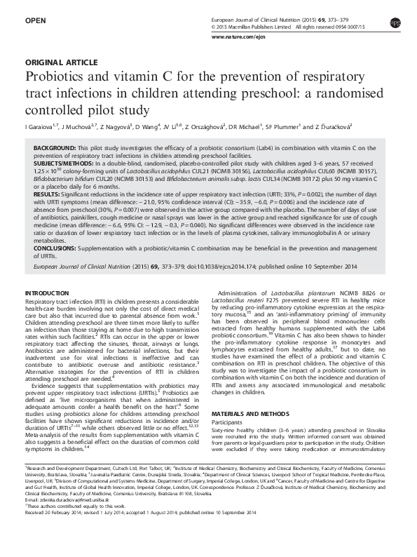 (PDF) Probiotics and vitamin C for the prevention of respiratory tract ...