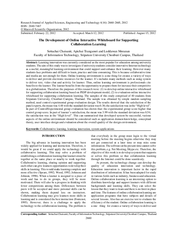 (PDF) The Development of Online Interactive Whiteboard for Supporting ...