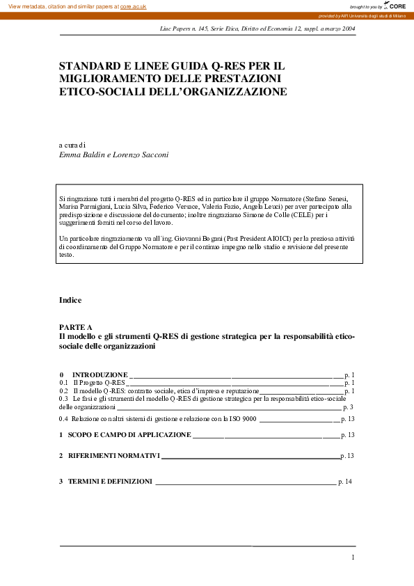 (PDF) Standard e linee guida Q-RES per il miglioramento delle ...