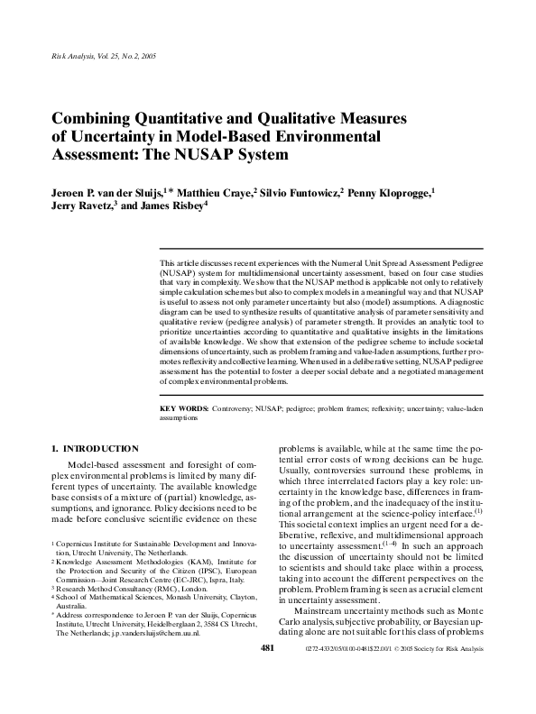 (PDF) Combining Quantitative and Qualitative Measures of Uncertainty in ...