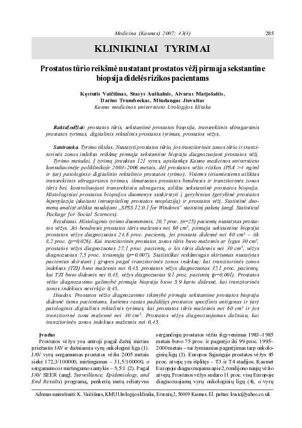 (PDF) Importance of prostate volume for detection of prostate cancer by ...