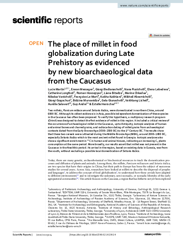 (PDF) The place of millet in food globalization during Late Prehistory